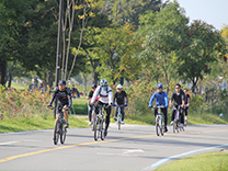 Fahrradfahren am Han-Flusst